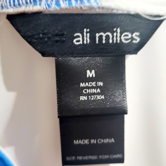 Ali Miles Women Blouse Top Medium Multicolor Abstract Print V-Neck Short Sleeve - Picture 8 of 10